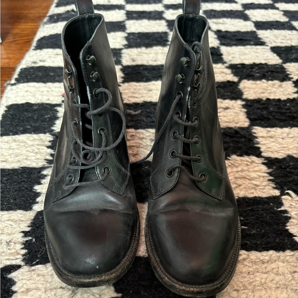 SAINT LAURENT Patti black leather army lace-up combat ankle boot 36 - Picture 2 of 8